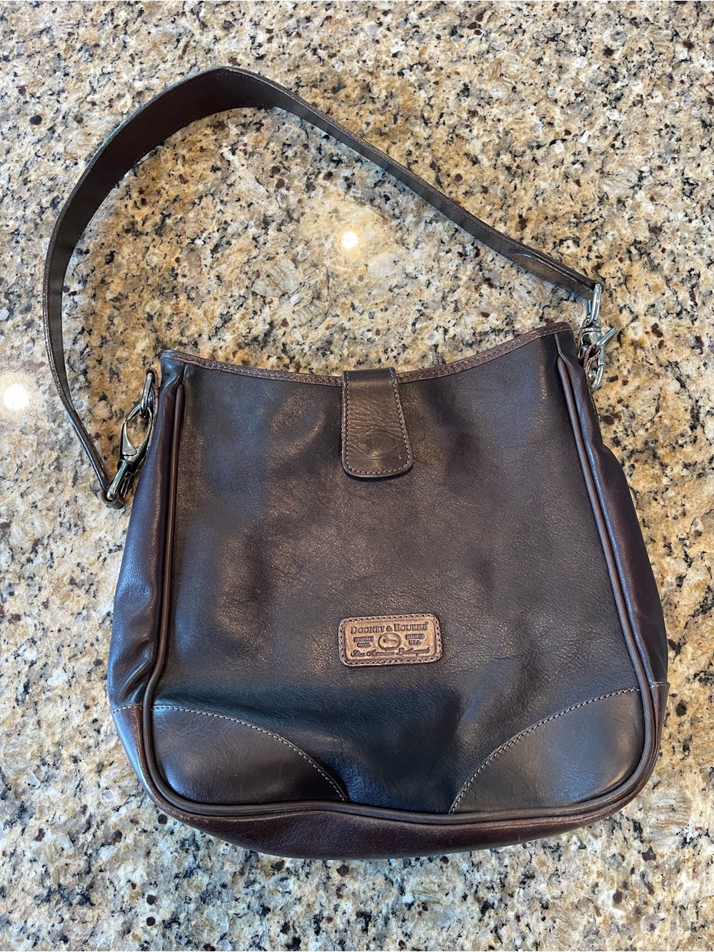Dooney & Bourke Dark Brown classic Florentine Leather Hobo Shoulder Bag